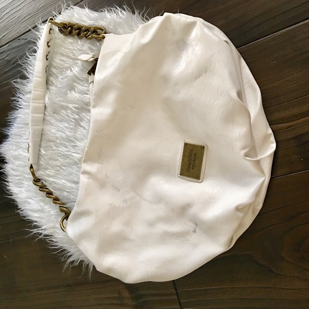 Vera Wang - Medium White Leather Hobo